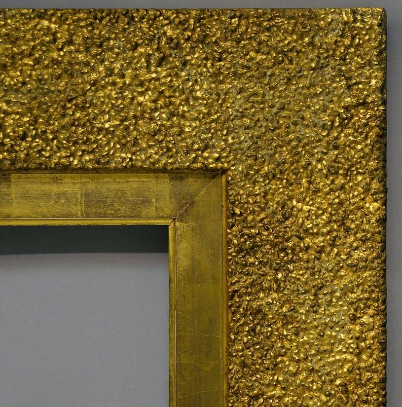 A German Gilt Composition Jugendstil Frame, early 20th: A German Gilt Composition Jugendstil Frame, early 20th century, with gilt slip and sanded frieze, 41x30cm: An English Gilded and Ripple Moulded Rowley Gallery Frame, early 20th century, with ripples t