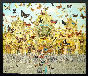 Sir Peter Blake RA, British b.1932- ''Vichy- The: Sir Peter Blake RA, British b.1932- ''Vichy- The Butterfly Man in Venice: Homage to Damien Hirst'', 2011; giclee on canvas with glazes by the artist, signed, titled 'Venice' and numbered 8/10 in black