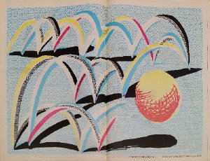 David Hockney OM CH RA, British b.1937- ''A Bounce for: David Hockney OM CH RA, British b.1937- ''A Bounce for Bradford'', February 24, 1987, publ. Bradford Telegraph and Argus, 3 March, 1987; lithograph printed in colours on newspaper, with centrefold 42x