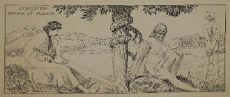 Max Klinger, German 1857-1920 & Otto Greiner, German: Max Klinger, German 1857-1920 & Otto Greiner, German 1869-1916- ''Fünf Federzeichnungen von Max Klinger und Otto Greiner'', (pen and ink drawings, Max Klinger & Otto Greiner), publ Leipzig, 1909, tex