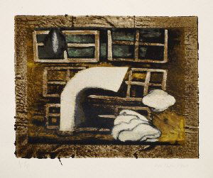 John Walker, British b.1939- ''Shade'' 1990;: John Walker, British b.1939- ''Shade'' 1990; screenprint in colours, signed, dated 1990 and inscribed '1/3 P/P' in pencil, 22x27cm: together with two further screenprints in colours by the same hand e