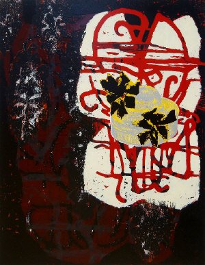 Mick Moon RA, British b.1937- ''Hybrids'' the full: Mick Moon RA, British b.1937- ''Hybrids'' the full suite of six; woodblock with screenprint, ea. signed, dated 91 and inscribed '2/3 P/P' in pencil, ea. 109x84cm: together with one further woodblock w