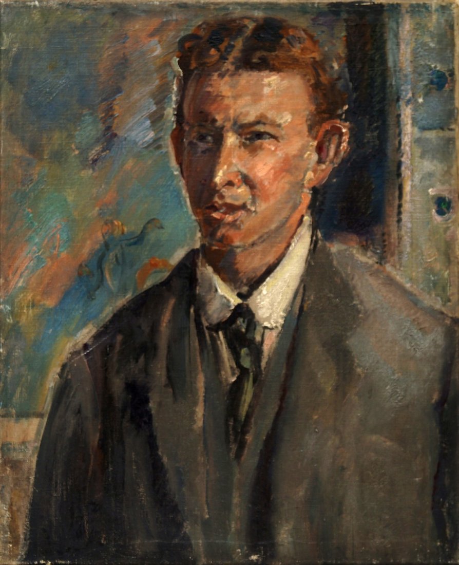 Dame Ethel Walker NEA ARA RBA RP DBE British 1861-1951-: Dame Ethel Walker NEA ARA RBA RP DBE British 1861-1951- Portrait of a man, quarter-length turned to the left; oil on canvas, 61x51cm, (unframed) (may be subject to Droit de Suite)