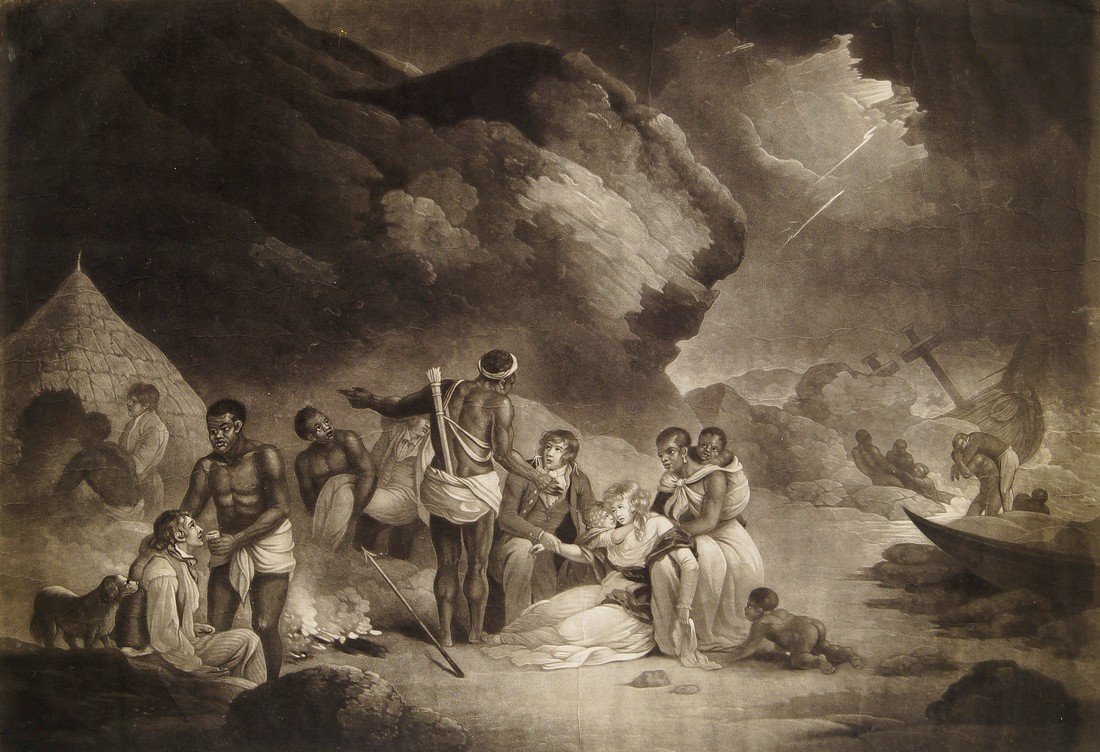 John Raphael Smith, British 1751-1812- ''African: John Raphael Smith, British 1751-1812- ''African Hospitality'' after George Morland, publ. March, 24. 1814 by S Morgan, No. 32, Clipstone Street, Fitzroy Square; mezzotint, 48x65cm: Charles Robertson