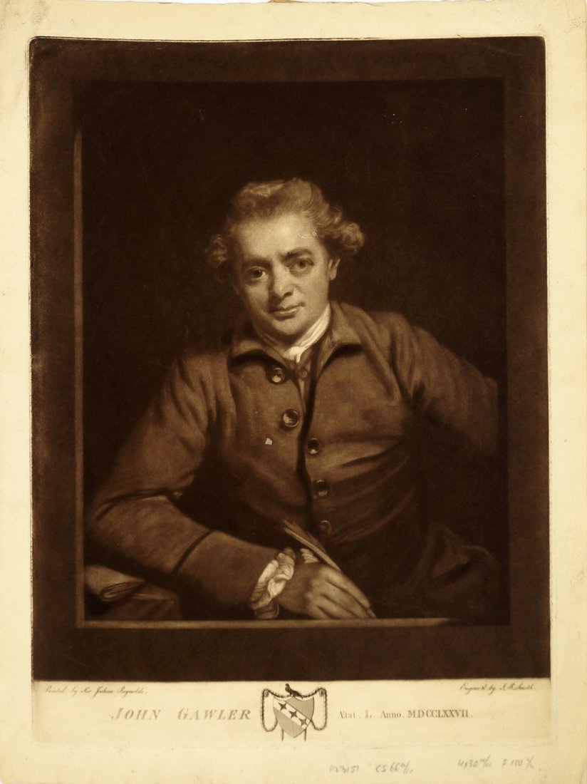 John Raphael Smith, British 1751-1812- ''John Gawler'': John Raphael Smith, British 1751-1812- ''John Gawler'' after Sir Joshua Reynolds; mezzotint, 38x27.5cm: Edward Fisher, Irish 1722-1781/2- ''George, Lord Edgcumbe'' 1761, after Sir Joshua Reynolds; mez