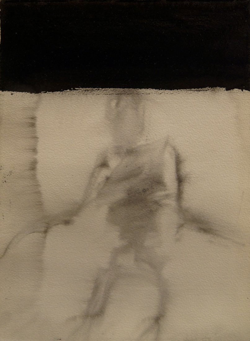 Sir Antony Gormley OBE RA, British b.1950- ''Lost: Sir Antony Gormley OBE RA, British b.1950- ''Lost Body'' 2011; carbon and casein on paper, signed, titled and dated 2011 in pencil on the papers reverse, 38x27.7cm, (may be subject to Droit de Suite)