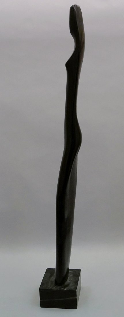 Sankho Chaudhuri, Indian 1916-2006- Standing Figure;: Sankho Chaudhuri, Indian 1916-2006- Standing Figure; carved wood sculpture on rectangular plinth, 100cm., (including plinth) Provenance: The Estae of the Late Mrs Eugene Rosenberg; Galerie Palette, Zu