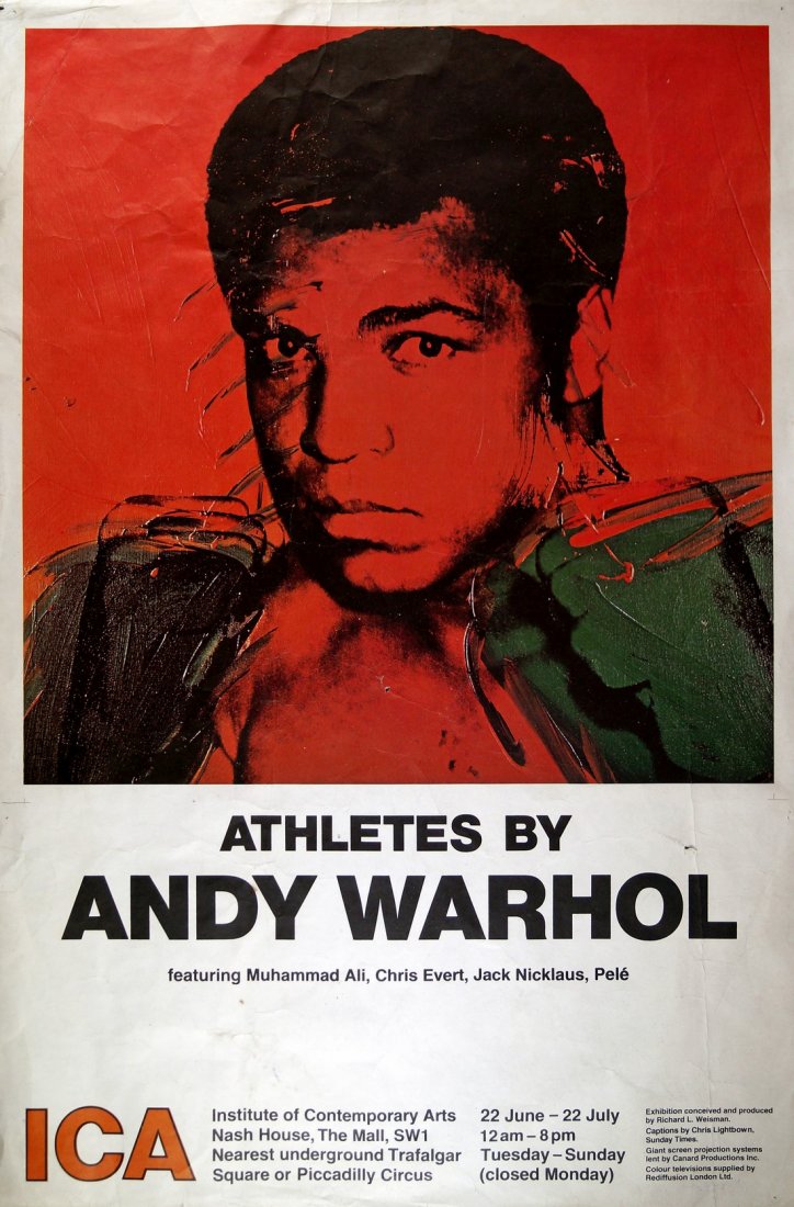 After Andy Warhol, American 1928-1987- Athletes by Andy: After Andy Warhol, American 1928-1987- Athletes by Andy Warhol, ICA, 1978, exhibition poster, offset lithograph printed in colours, 76.1x50.8cm: After Allen Jones RA, British b.1937- Allen Jones Graph
