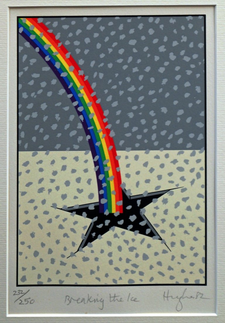 Patrick Hughes, British b.1939- ''Breaking the Ice'';: Patrick Hughes, British b.1939- ''Breaking the Ice''; screenprin in colours, signed, titled, numbered 232/250 and dated 82 in pencil, 26x17cm, (may be subject to Droit de Suite)