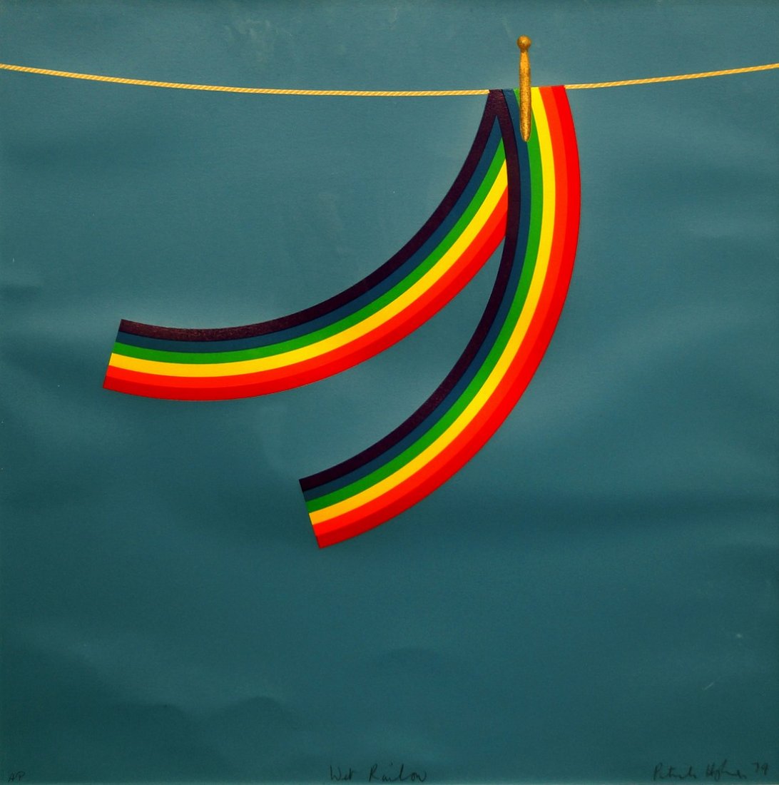 Patrick Hughes, British b.1939- ''Wet Rainbow'';: Patrick Hughes, British b.1939- ''Wet Rainbow''; screenprint in colours, signed, titled, inscribed AP and dated 79 in pencil, 60x60cm, (may be subject to Droit de Suite)