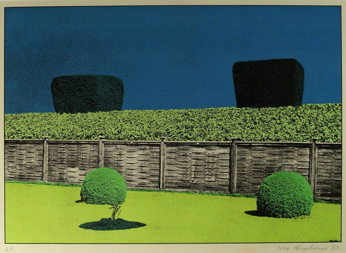 Ivor Abrahams RA, British 1935-1915- ''Garden Suite V'';: Ivor Abrahams RA, British 1935-1915- ''Garden Suite V''; screenprint in colours, signed and dated 70, AP in pencil, 58x78.5cm: together with one other screenprint in colours by the same hand entitled