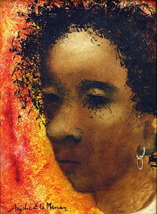 Anjolie Ela Menon, Indian, b.1940- ''Untitled''; oil on: Anjolie Ela Menon, Indian, b.1940- ''Untitled''; oil on masonite, signed, 23x16.5cm