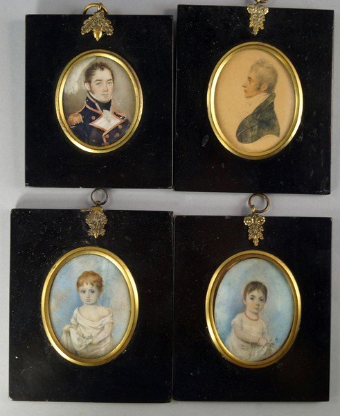 British School, early 19th century, a Portrait: British School, early 19th century, a Portrait Miniature, depicting an officer, quarter-length turned to the right in uniform, oval, within a rectangular ebonised frame, 6.5x5cm: Attributed to Albin R
