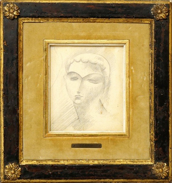 Attributed to Andre Derain, French 1880-1954- Cubist: Attributed to Andre Derain, French 1880-1954- Cubist Head study, c.1912; pencil, 11.5x10cm Provenance: reputedly Collection Bollag, Zurich where acquired directly from the studio of the artist; Galeri