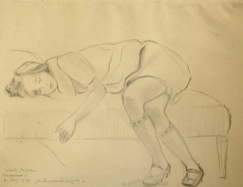 John Buckland-Wright, British 1897-1954- ''Mildred: John Buckland-Wright, British 1897-1954- ''Mildred Anderson'' and ''Hotel du Lac''; pencil drawings, two, both signed, inscribed and dated 1927 in pencil, 18.2x22.2cm and 21.3x27.8cm, (2) (unframed) (