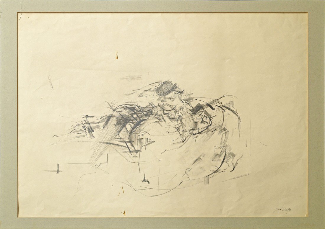 Jack Smith, British 1928-2011- Study of a child in a: Jack Smith, British 1928-2011- Study of a child in a pram; pencil, signed and dated 58, 53.8x73.7cm, (unframed) (may be subject to Droit de Suite)
