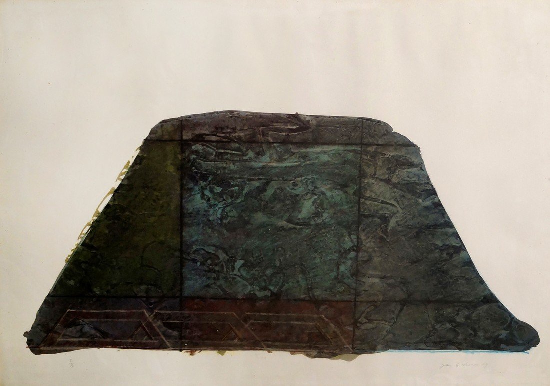 John Walker British, b.1939- ''Headingley Suite''; the: John Walker British, b.1939- ''Headingley Suite''; the full set of five lithographs printed in colours, ea. signed, numbered 7/75 and dated 69 in pencil, ea. 71x102.3cm, (part rolled and unframed) (ma