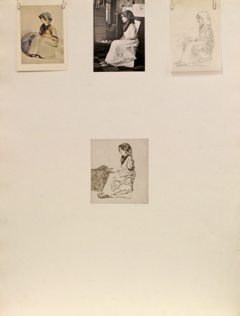 Sir Peter Blake CBE RDI RA, British b.1932- ''Liberty: Sir Peter Blake CBE RDI RA, British b.1932- ''Liberty as 'A Suffolk Child by John Constable, RA''' from For John Constable, 1976; etching on paper with photograph, tracing paper, postcard and paper cl