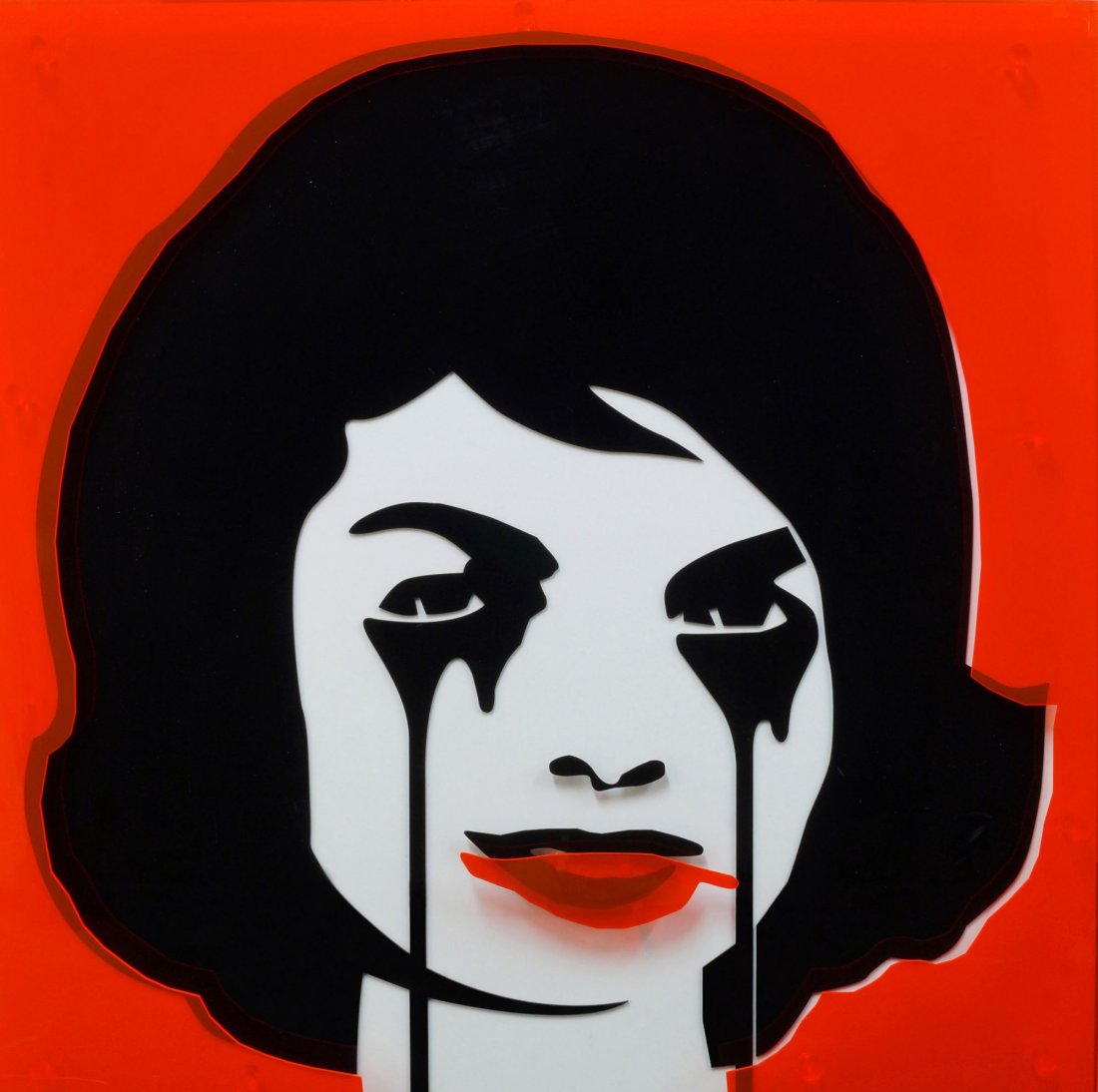 Pure Evil, British b.1968- ''Jackie Kennedy'';: Pure Evil, British b.1968- ''Jackie Kennedy''; multi-layered laser cut perspex, from Plastics, 100x100cm (may be subject to Droit de Suite)