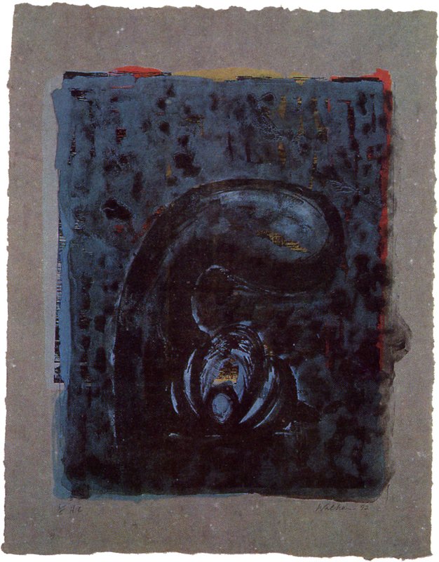 John Walker (born 1939) Sorrow, 1992: John Walker (born 1939) Sorrow, 1992 color lithograph and woodcut on hand-made paper 23.25 x 18.5 inches: paper 59.1 x 47 cm Edition 62/80 signed and dated lower right, numbered lower left unframed. S