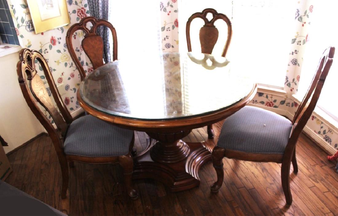 Round Pedestal Dining Table with 4 Chairs (1 of 7)