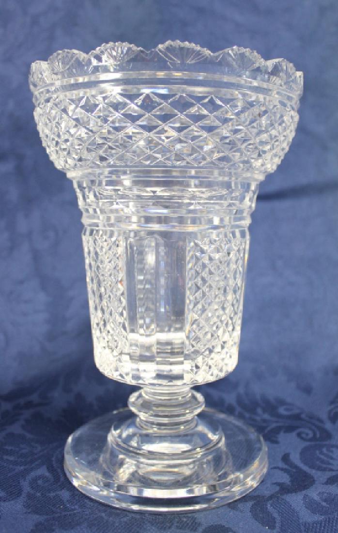 Waterford Cut Crystal Master Cutter Hibernia Vase: Vintage Waterford cut crystal "master cutter Hibernia vase" from the early 1970's - made in Ireland. it has an unusual intricate pattern that can only be made by Waterford master cutters. it is crysta