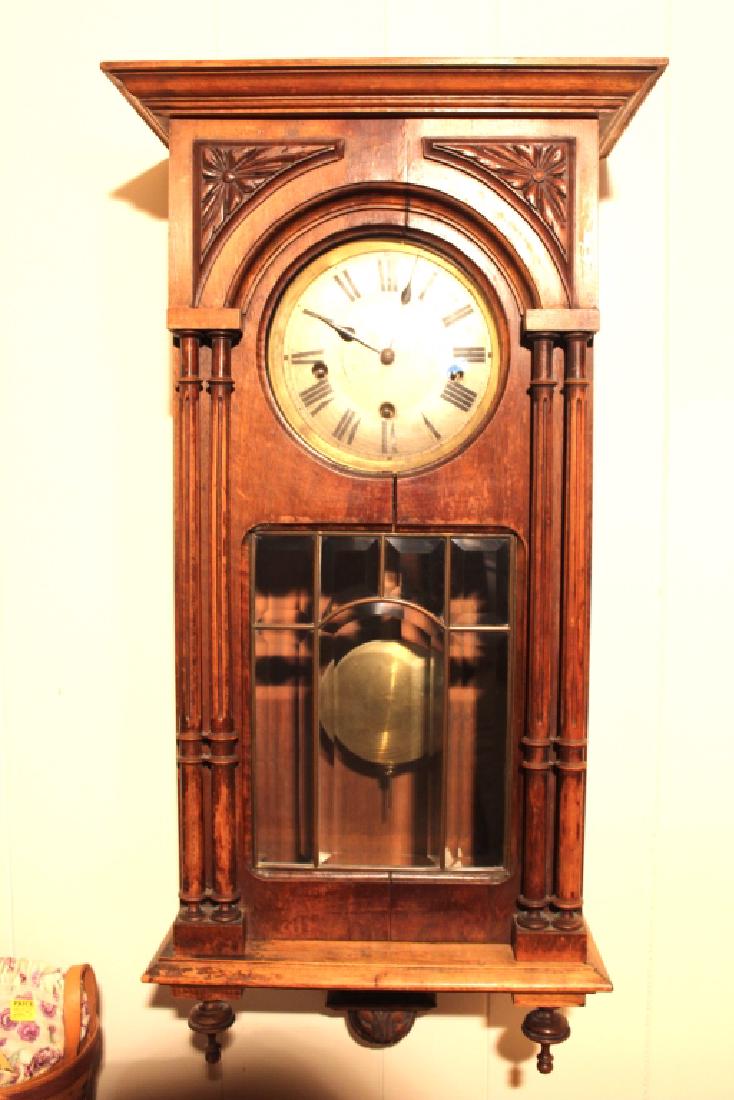 Antique Wall Hanging Clock, Westminster Chime, wit (1 of 6)
