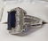 6 ct. sapphire dinner ring set in sterling silver. - 2