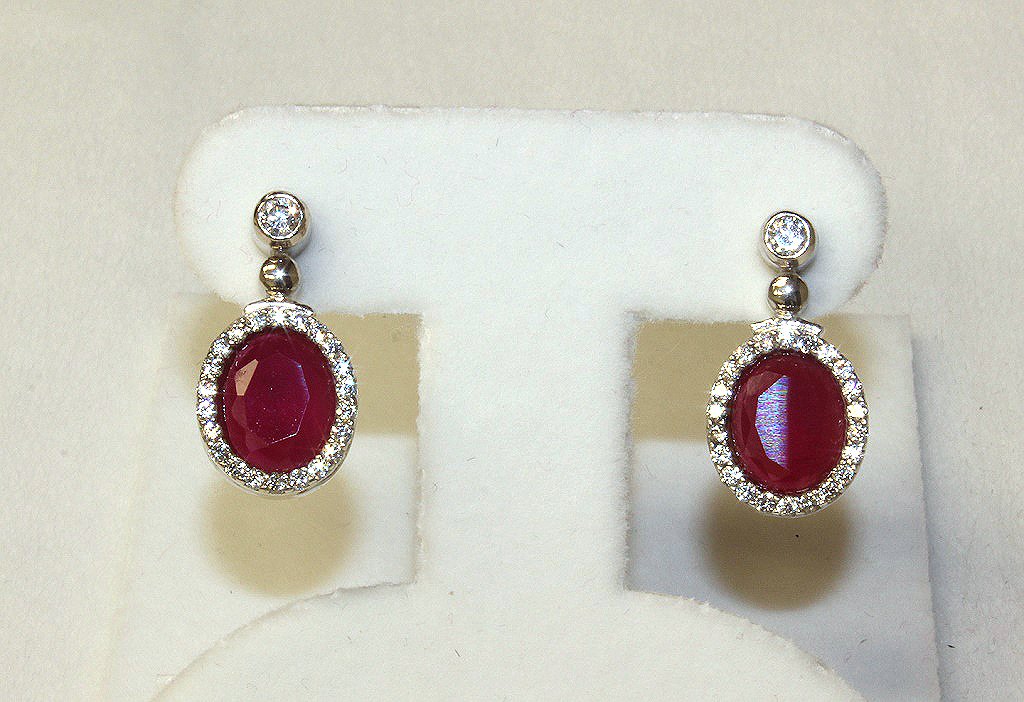 Genuine ruby estate earrings set in sterling: Genuine ruby estate earrings set in sterling silver.