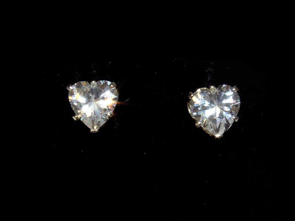 Heart shape cut white sapphire dinner earrings (1 of 1)