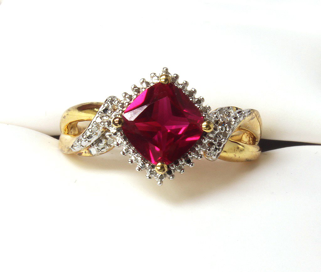 Ruby and diamond ring set in sterling silver (1 of 4)