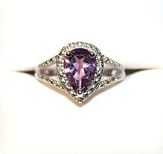 Amethyst diamond ring set in sterling silver. (1 of 2)
