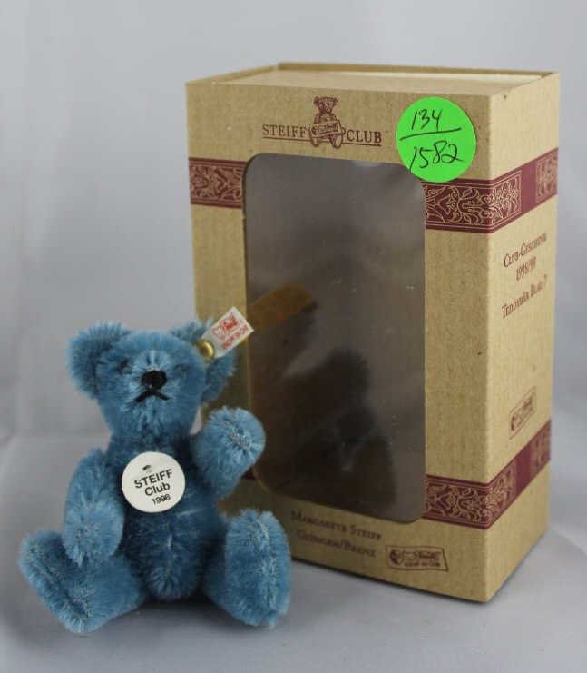 Steiff Teddy Bear - Tiny Teal Blue Bear in the box (1 of 3)