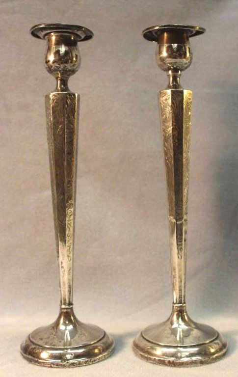 Pair of Sterling Silver Candlesticks (1 of 4)