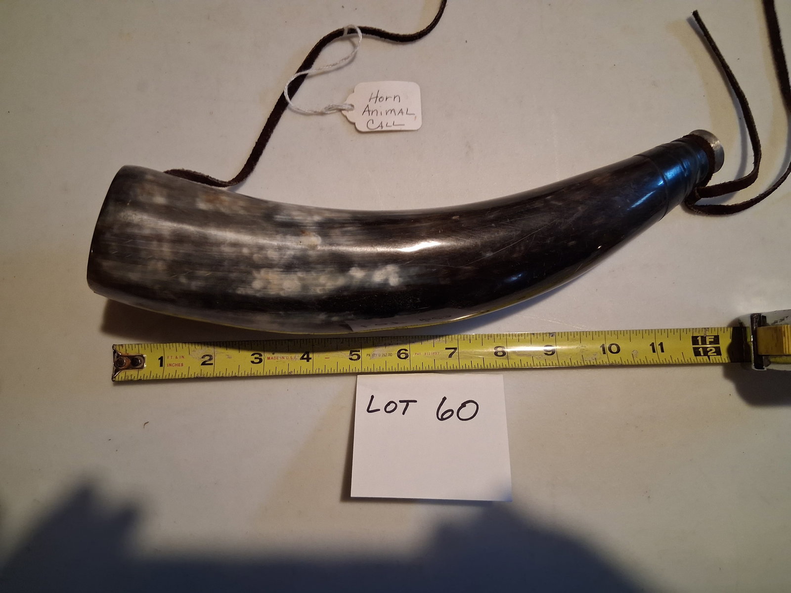 Vintage Horn Animal Call: Unknown origin. Animal Horn turned hunting horn.