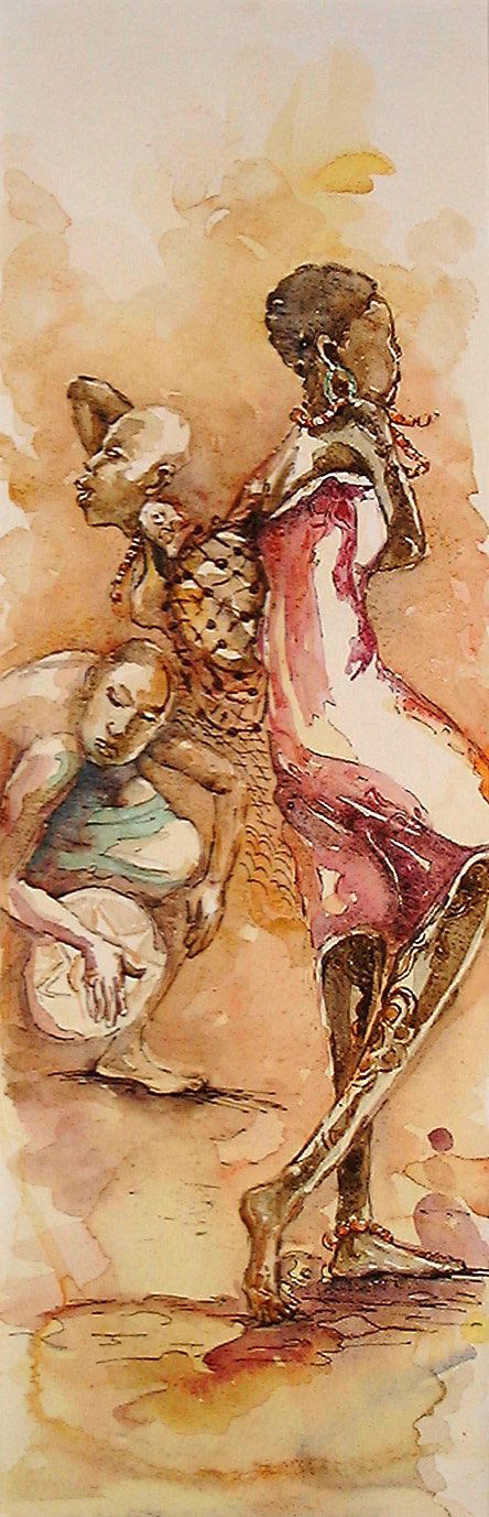 Ibrahim MAMUDU, painting: Ibrahim MAMUDU born in 1969 in Nigeria Without title painting on paper printed on woove paper sheet of paper: ca. 21,96 x 7,44 inches in very good condition Ibrahim MAMUDU geb. 1969 in Nigeria Ohne Ti