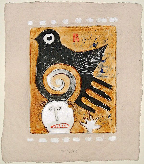 Christian SILVAIN, orig. aquapeinture, handsigned: Christian SILVAIN born in 1950 in Eupen/Belgium Without title aquapeinture handsigned, Unikat sheet of paper: ca. 14,96 x 12,79 inches in very good condition Christian SILVAIN geb. 1950 in Eupen/Belgi