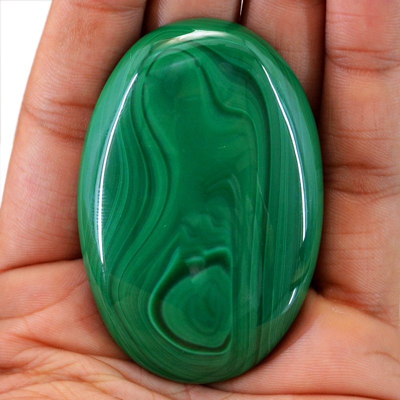 Natural Oval Shaped Rich Green Malachite Gemstone (1 of 2)