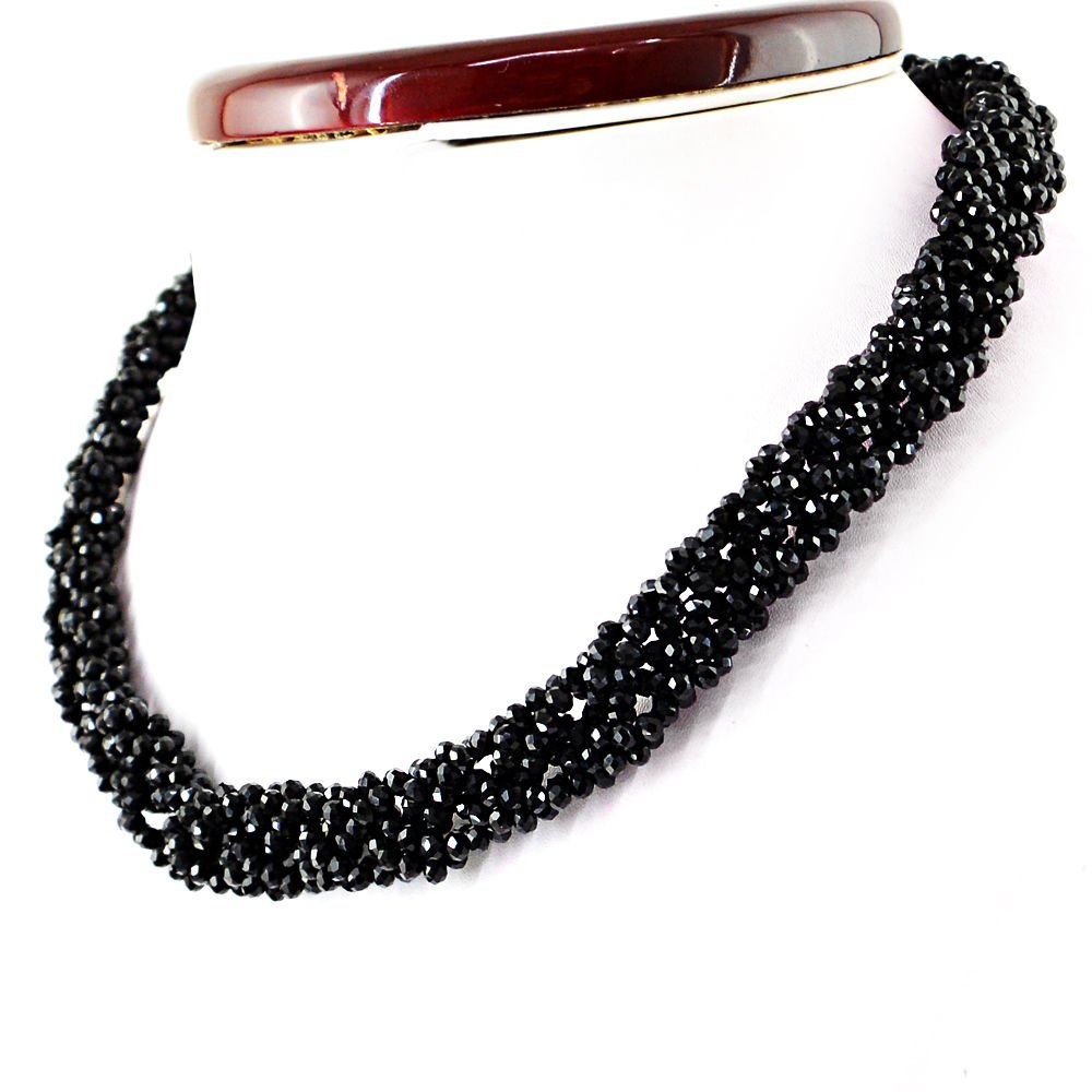 Black Spinel Untreated Faceted Beads Necklace (1 of 2)