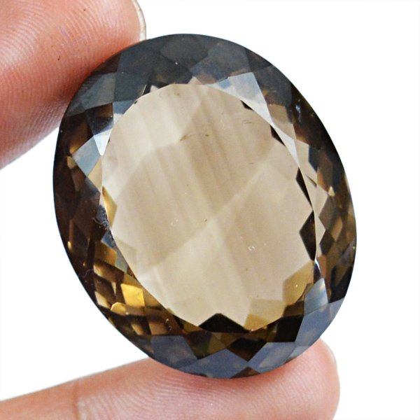 Natural Faceted Oval Shaped Smoky Quartz Gem (1 of 2)