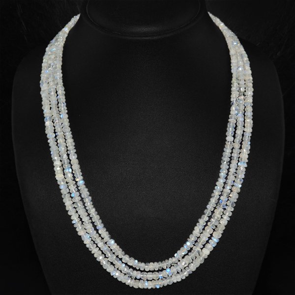3 Line White Moonstone Beads Necklace (1 of 2)