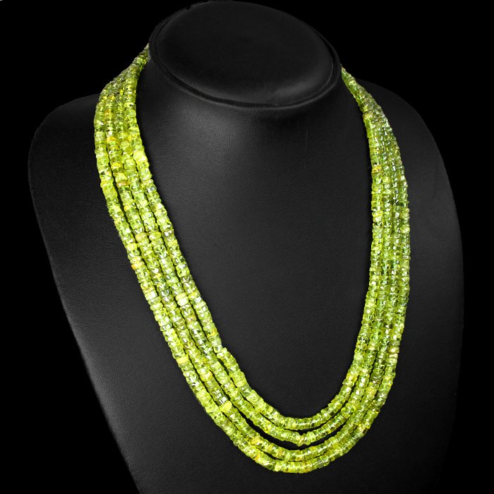 4 Strand Green Peridot Beads Necklace (1 of 2)