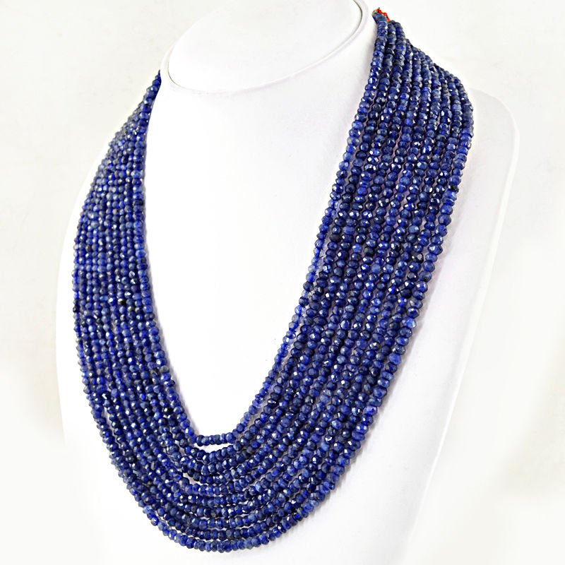 Natural 9 Strand Rich Blue Iolite faceted necklace (1 of 2)
