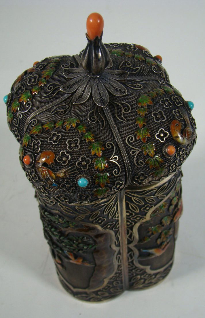 Stunning Chinese Gilt Silver and Enamel Box (1 of 4)