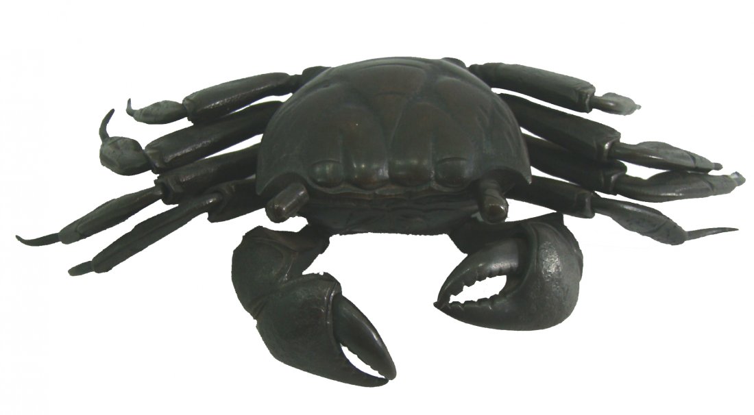 JAPANESE CRAB IN BRONZE ARTICULATE WHIT SIGUINATURE (1 of 4)