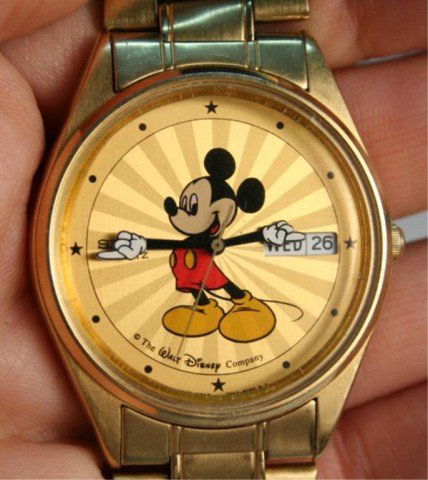 Disney Mickey Mouse Seiko Quartz Gold Tone Watch