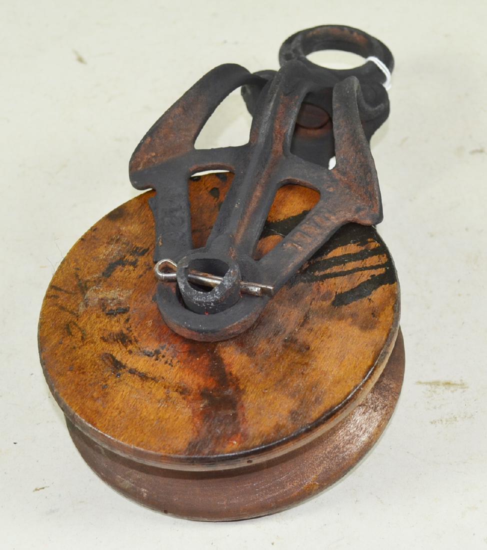 Decorative Industrial Cast Iron & Wood Pulley (1 of 1)