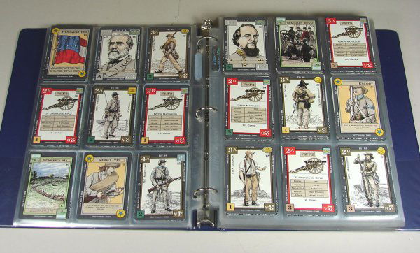 Album of Over 300 Civil War Cards: Trading and game cards by Eric Holtz. Many different including General Lee. Mint condition. 3 1/2" h x 2 3/8" w.