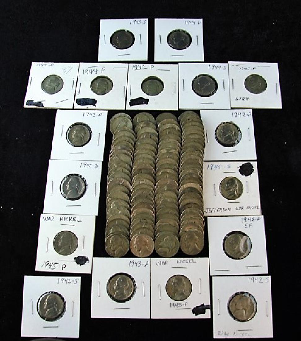 114 War Time Silver Jefferson Nickels: average circulated condition