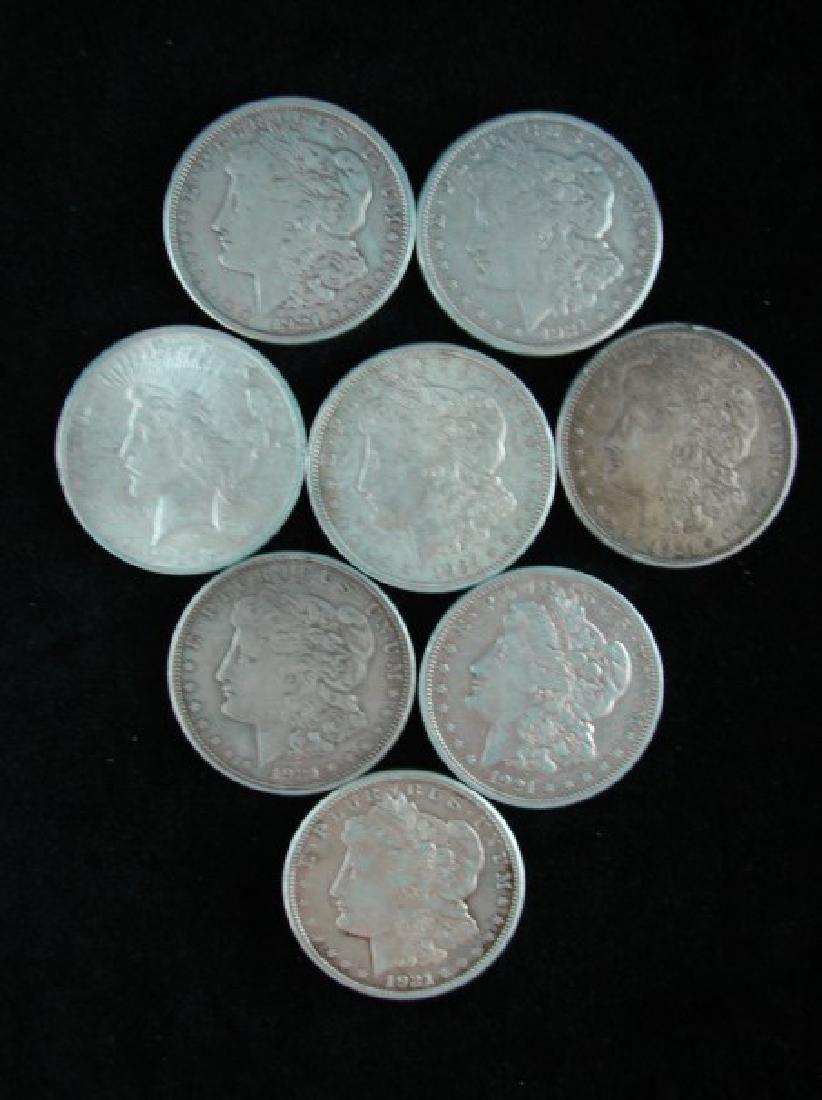 Seven 1921 Morgan Dollars (1 of 1)
